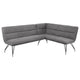 Donne Corner Dining Bench L Shape, Gray, Hairpin Metal Legs, 84 Inch