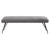 Donne Dining Bench Gray Fabric and Foam Cushion Metal Legs 58 Inch BM328728