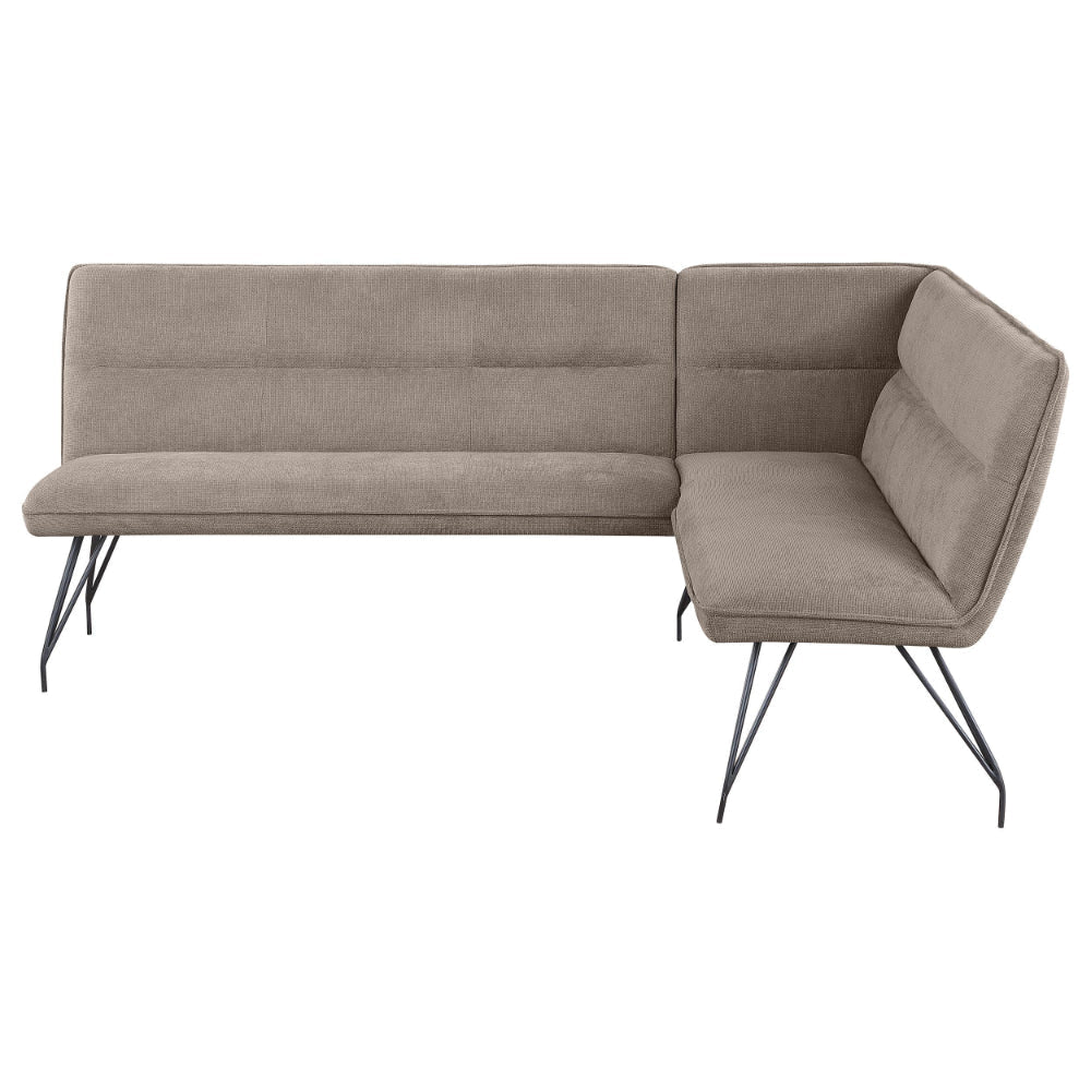 Donne Corner Dining Bench L Shape Taupe Brown Metal Legs 84 Inch BM328729