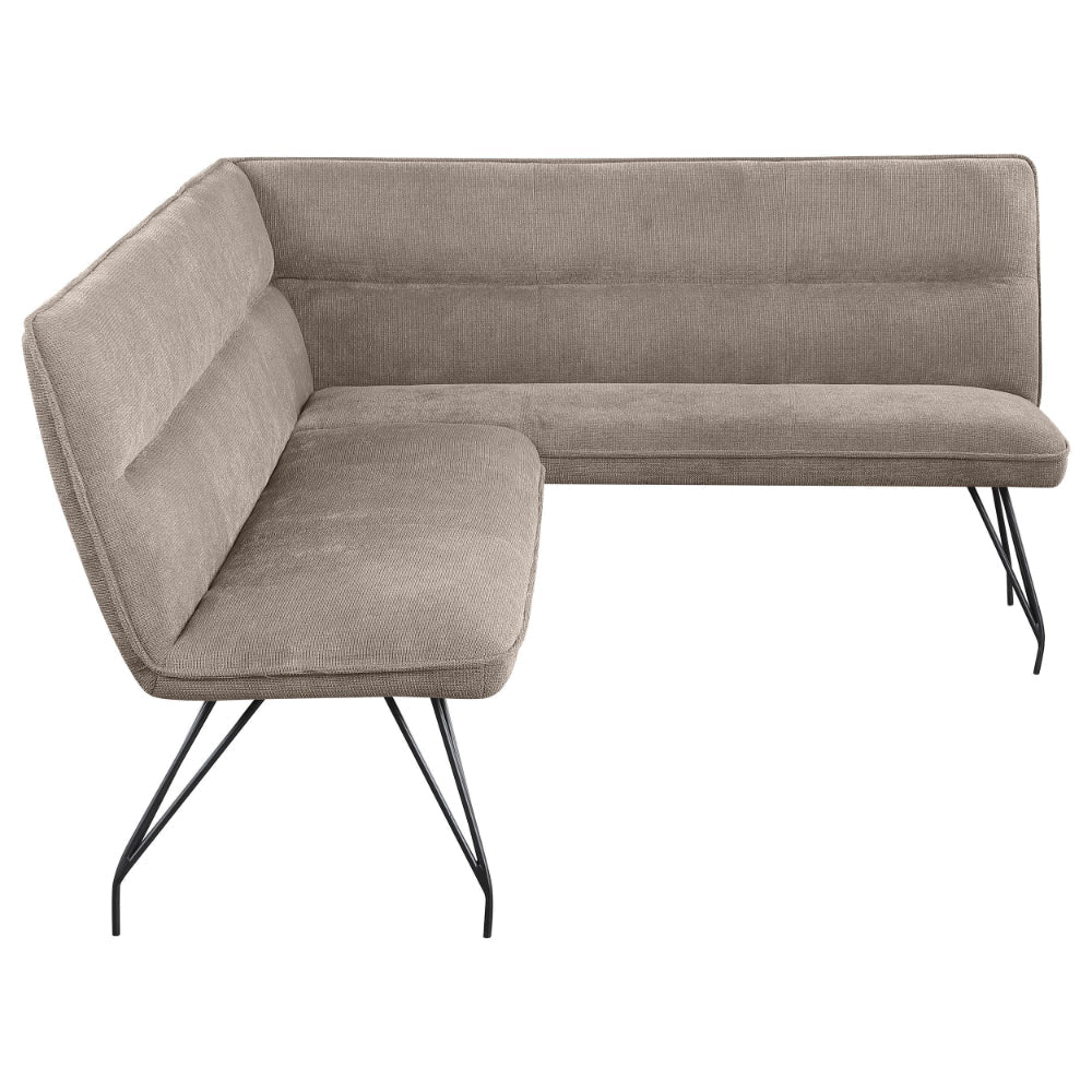 Donne Corner Dining Bench L Shape Taupe Brown Metal Legs 84 Inch BM328729