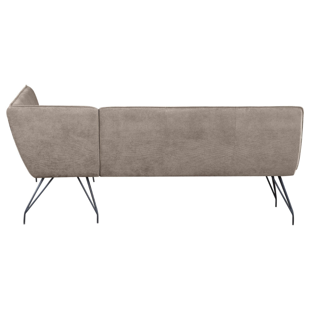 Donne Corner Dining Bench L Shape Taupe Brown Metal Legs 84 Inch BM328729