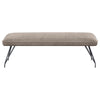 Donne Dining Bench Taupe Brown and Foam Cushion Metal Legs 58 Inch BM328730