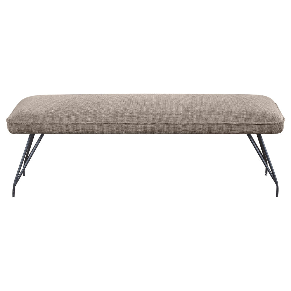 Donne Dining Bench Taupe Brown and Foam Cushion Metal Legs 58 Inch BM328730