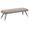 Donne Dining Bench, Taupe Brown and Foam Cushion, Metal Legs, 58 Inch