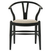Ellie Wishbone Dining Chair Set of 2 Beige Fabric Black Hardwood BM328731