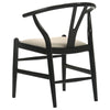 Ellie Wishbone Dining Chair Set of 2 Beige Fabric Black Hardwood BM328731