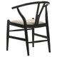 Ellie Wishbone Dining Chair Set of 2 Beige Fabric Black Hardwood BM328731