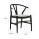 Ellie Wishbone Dining Chair Set of 2 Beige Fabric Black Hardwood BM328731