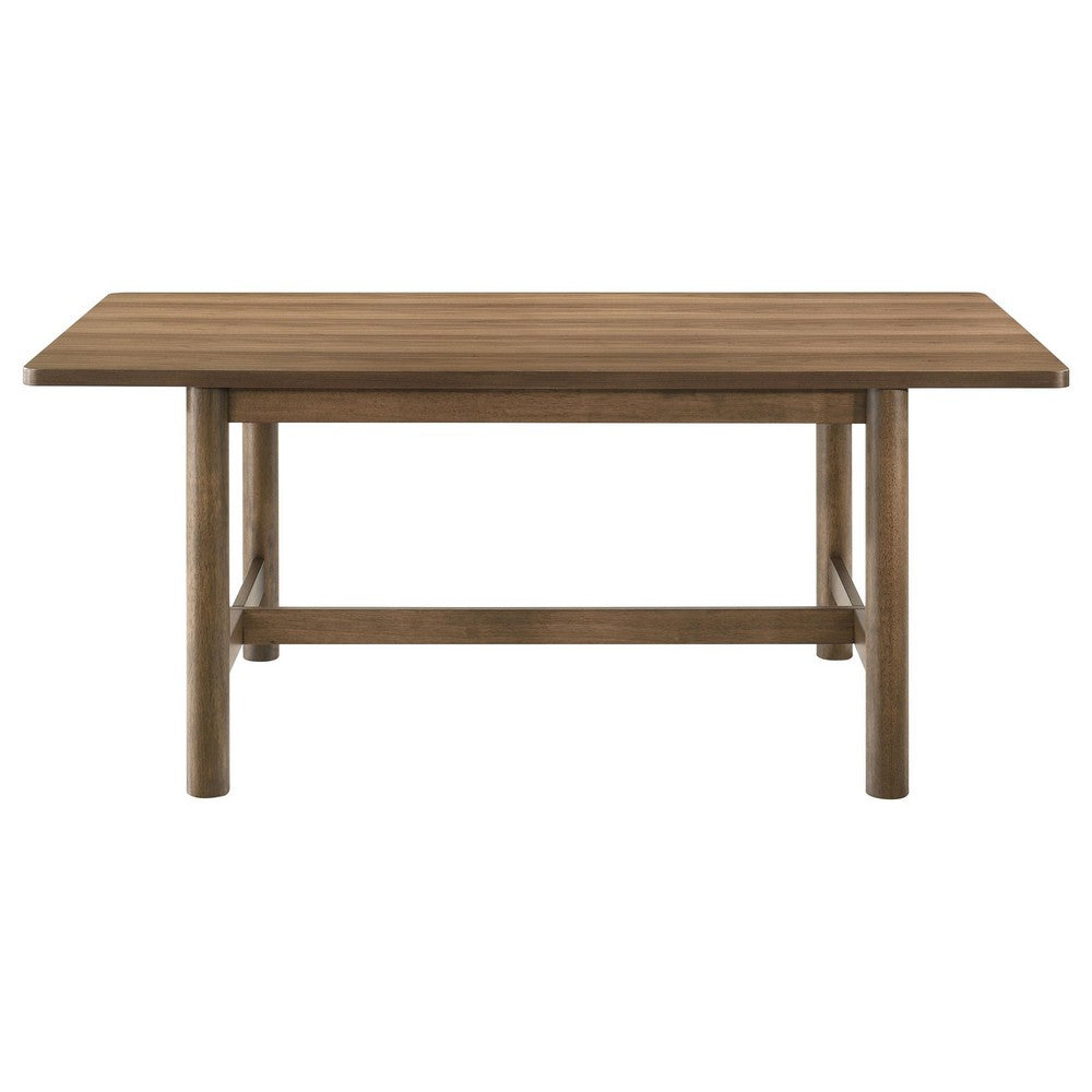 Billie Dining Table, Walnut Brown Veneer Hardwood, Rectangular 71 Inch