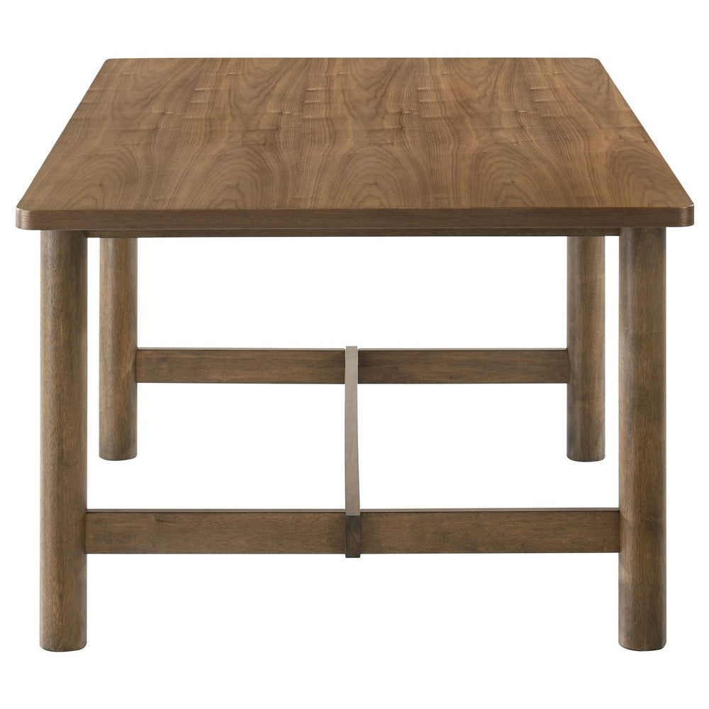 Billie Dining Table, Walnut Brown Veneer Hardwood, Rectangular 71 Inch