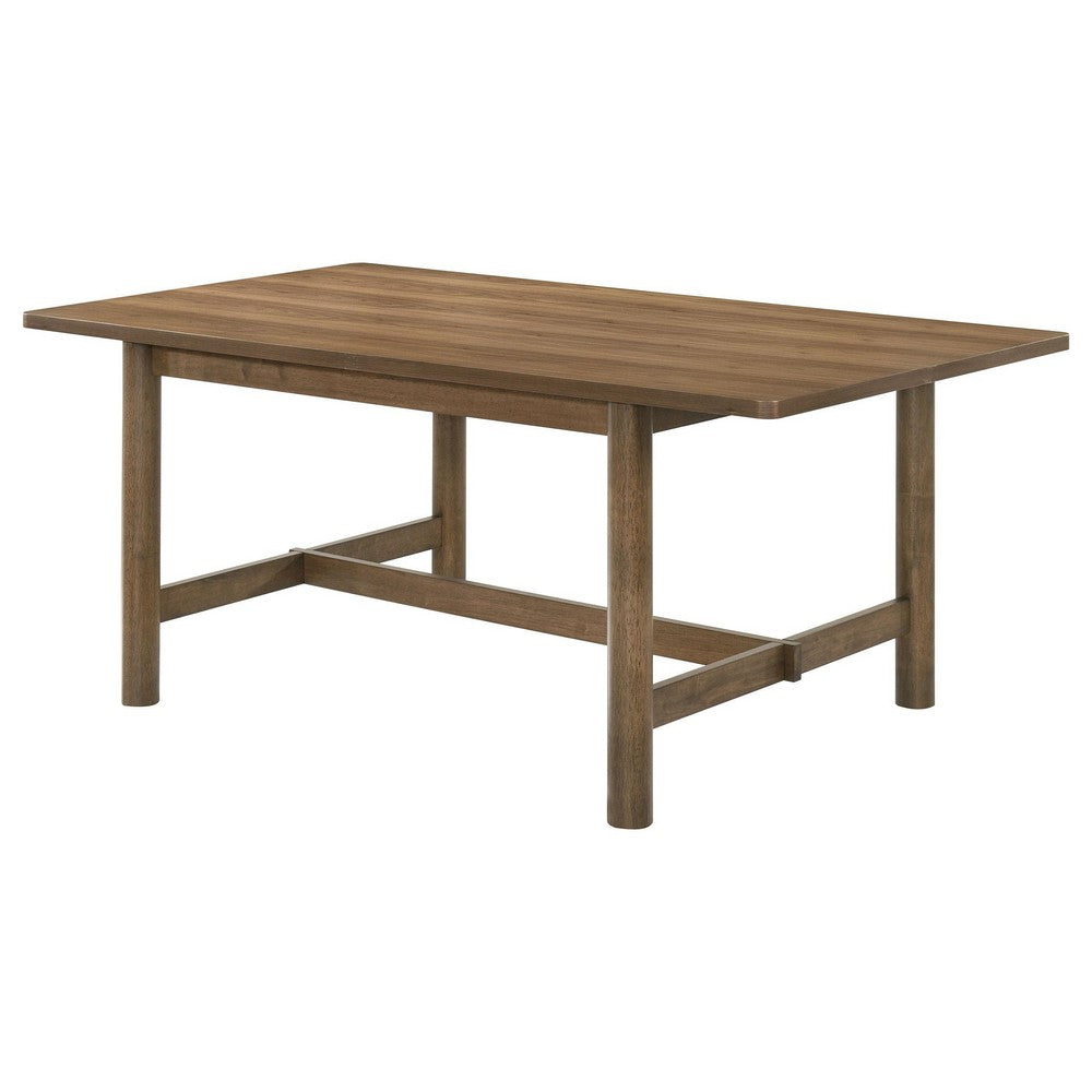 Billie Dining Table, Walnut Brown Veneer Hardwood, Rectangular 71 Inch