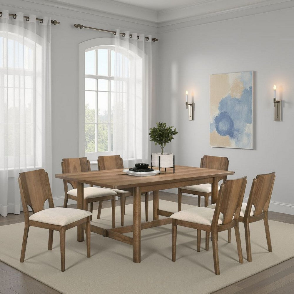 Billie Dining Table, Walnut Brown Veneer Hardwood, Rectangular 71 Inch