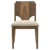 Billie Dining Chair Set of 2 Beige Fabric Seat Brown Hardwood Frame BM328733