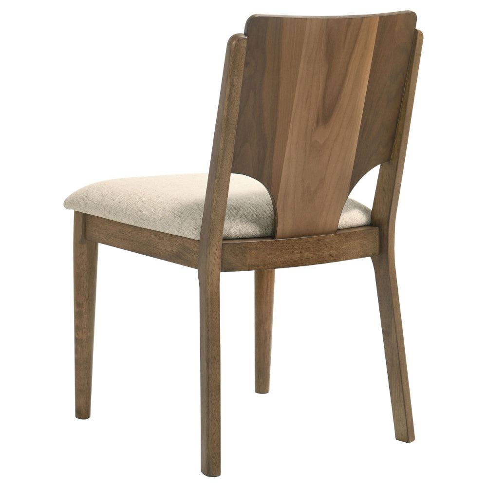 Billie Dining Chair Set of 2 Beige Fabric Seat Brown Hardwood Frame BM328733