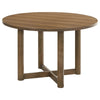 Billie Dining Table, Brown Wood Frame, Cross Legs, Round 46 Inch