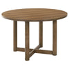 Billie Dining Table, Brown Wood Frame, Cross Legs, Round 46 Inch