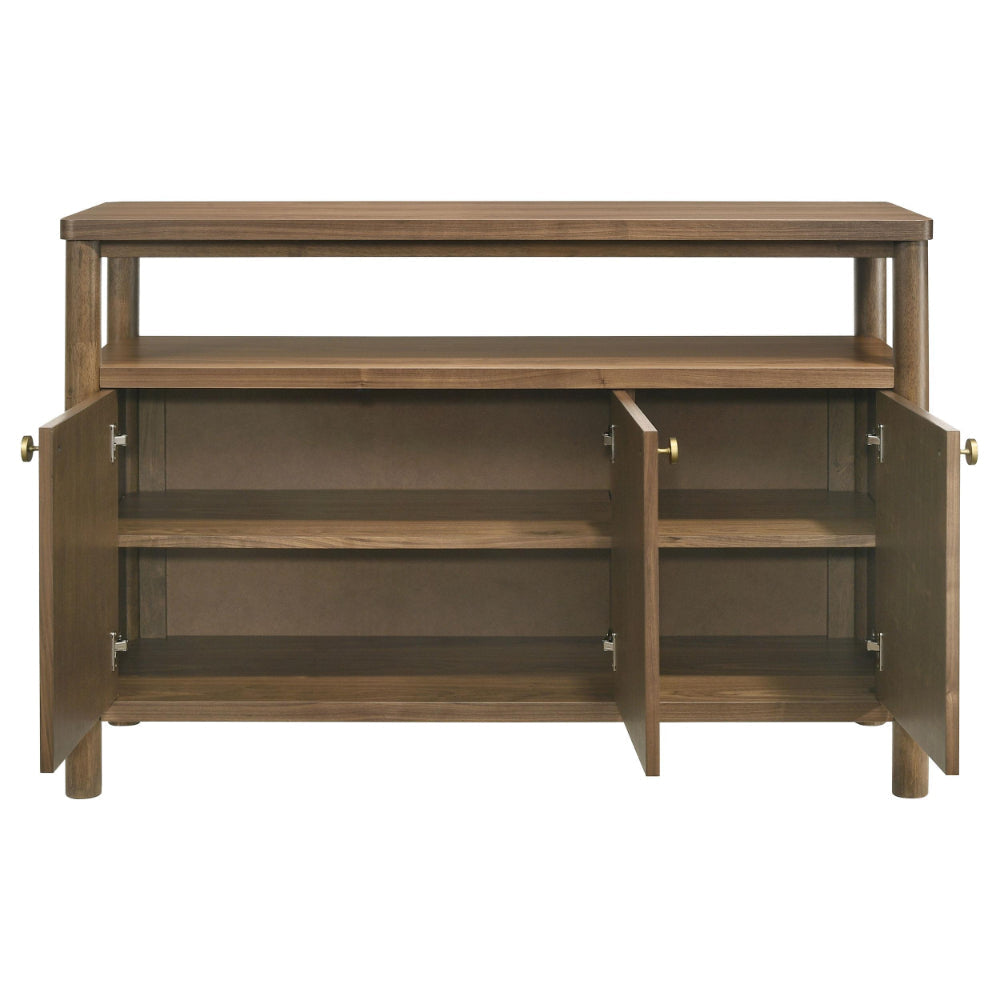 Billie Sideboard Buffet Cabinet 3 Doors 1 Shelf Brown Wood 52 Inch BM328735
