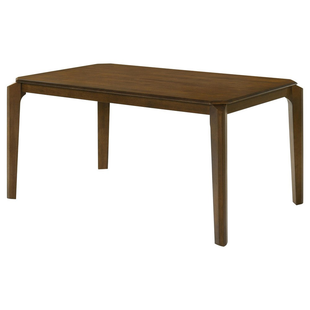 Montena Dining Table, Dark Brown Hardwood, Rectangular 59 Inch Top