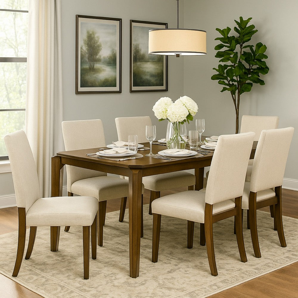 Montena Dining Table, Dark Brown Hardwood, Rectangular 59 Inch Top