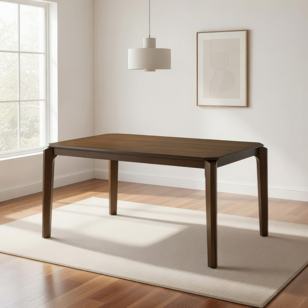 Montena Dining Table, Dark Brown Hardwood, Rectangular 59 Inch Top