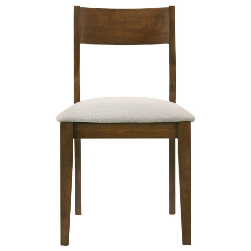 Montena Dining Chair Set of 2 White Fabric Seat Dark Brown Wood BM328737