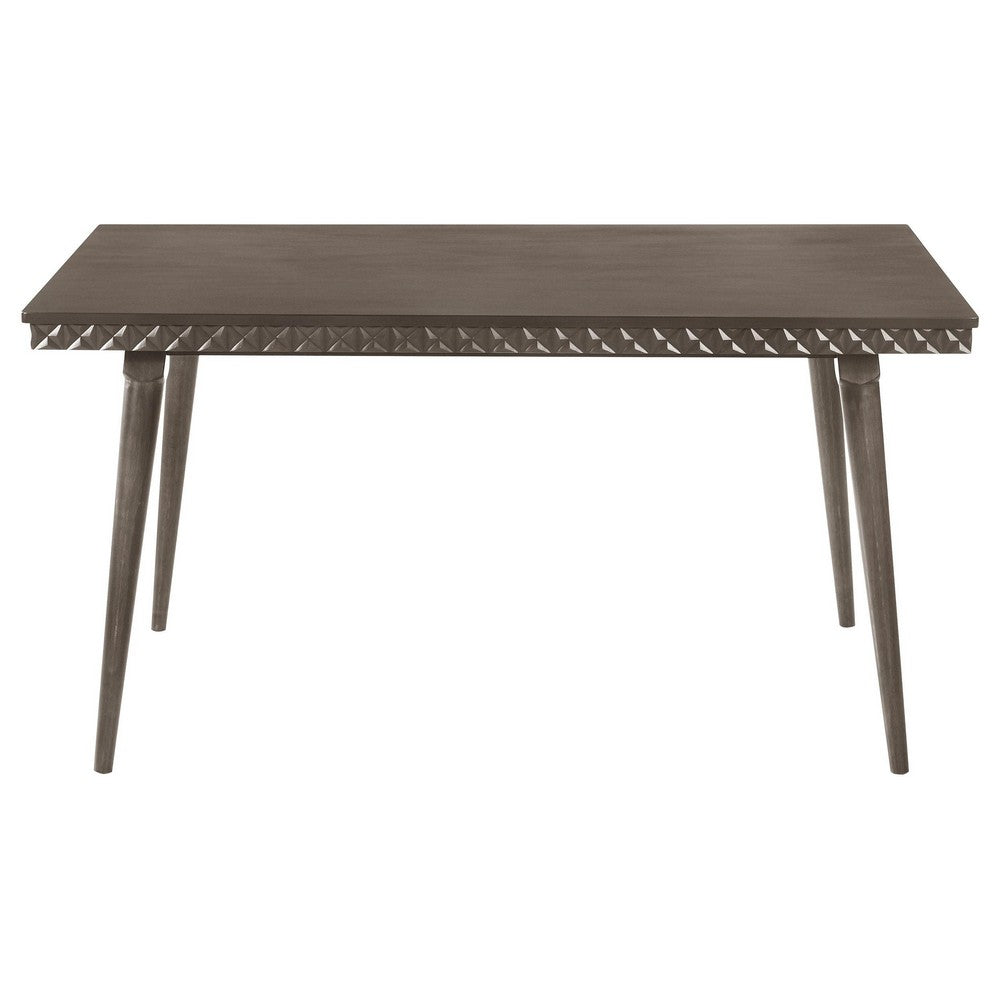 Nolan Dining Table, Dark Brown Hardwood, Rectangular 59 Inch Top