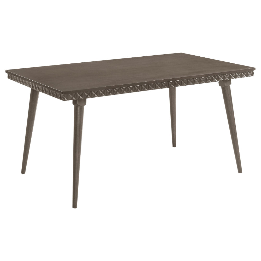 Nolan Dining Table, Dark Brown Hardwood, Rectangular 59 Inch Top