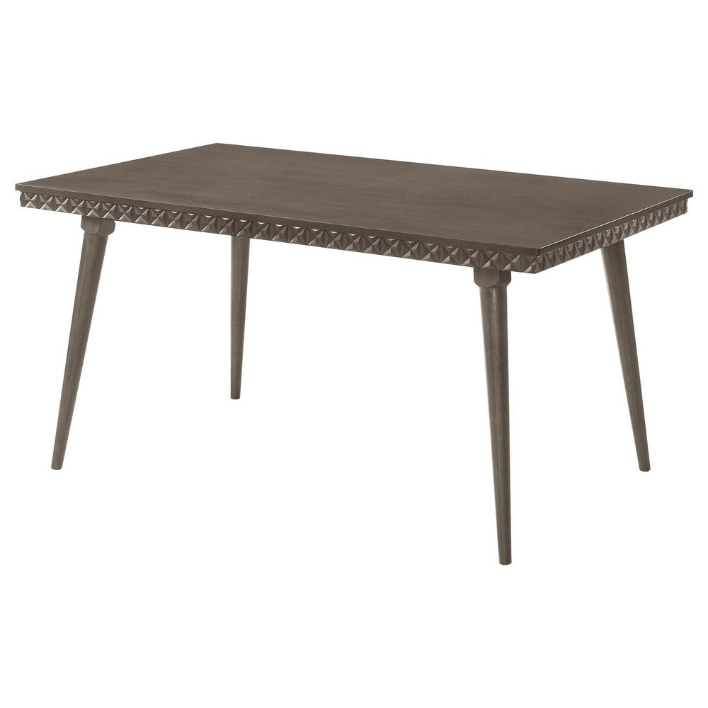 Nolan Dining Table, Dark Brown Hardwood, Rectangular 59 Inch Top
