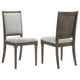 Nolan Dining Chair Set of 2, Gray Fabric, Dark Brown Hardwood Frame