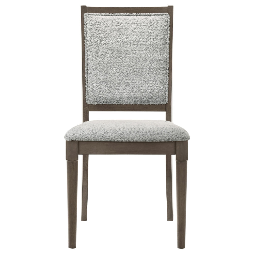 Nolan Dining Chair Set of 2 Gray Fabric Dark Brown Hardwood Frame BM328739