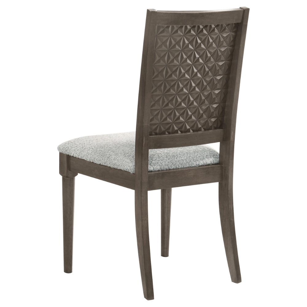 Nolan Dining Chair Set of 2 Gray Fabric Dark Brown Hardwood Frame BM328739