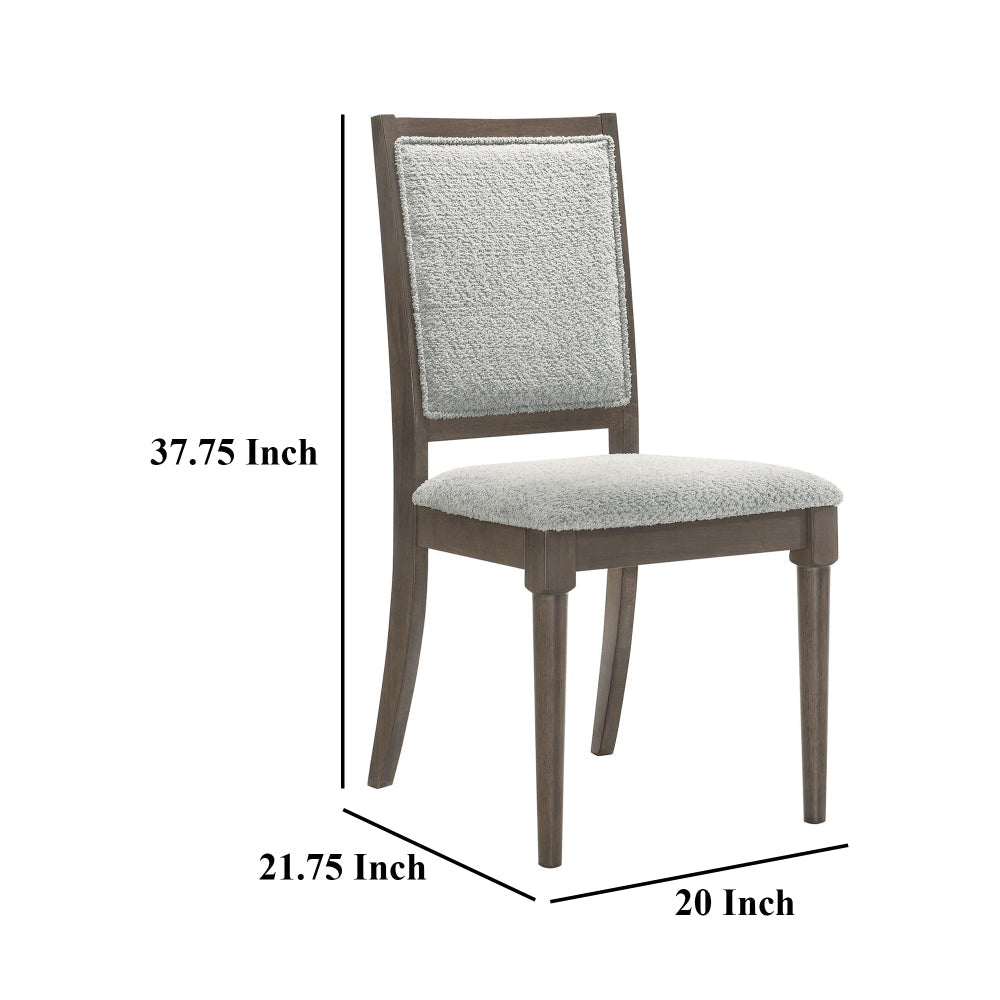 Nolan Dining Chair Set of 2 Gray Fabric Dark Brown Hardwood Frame BM328739