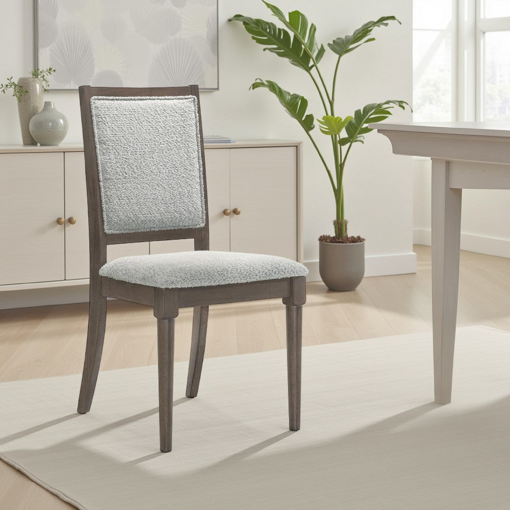 Nolan Dining Chair Set of 2, Gray Fabric, Dark Brown Hardwood Frame