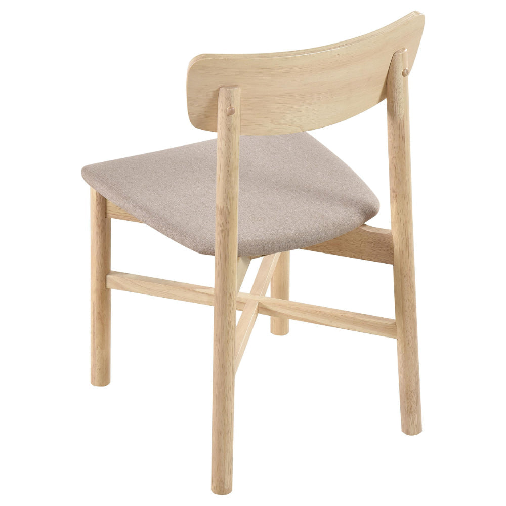Rida Dining Side Chair Set of 2 Gray Fabric White Washed Hardwood BM328741