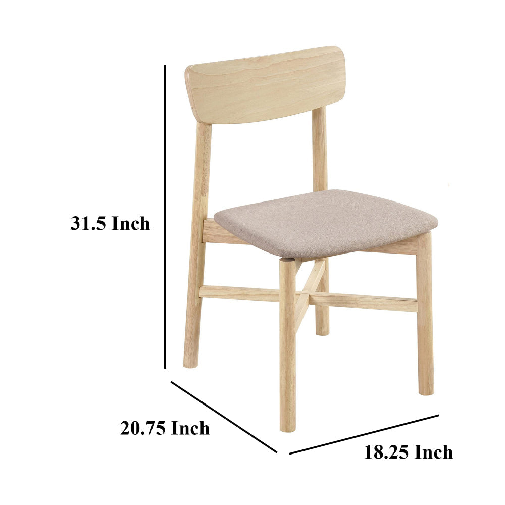 Rida Dining Side Chair Set of 2 Gray Fabric White Washed Hardwood BM328741