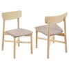 Rida Dining Side Chair Set of 2, Gray Fabric, White Washed Hardwood