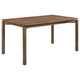 Rida Dining Table, Rich Dark Brown Hardwood, Rectangular 59 Inch Top