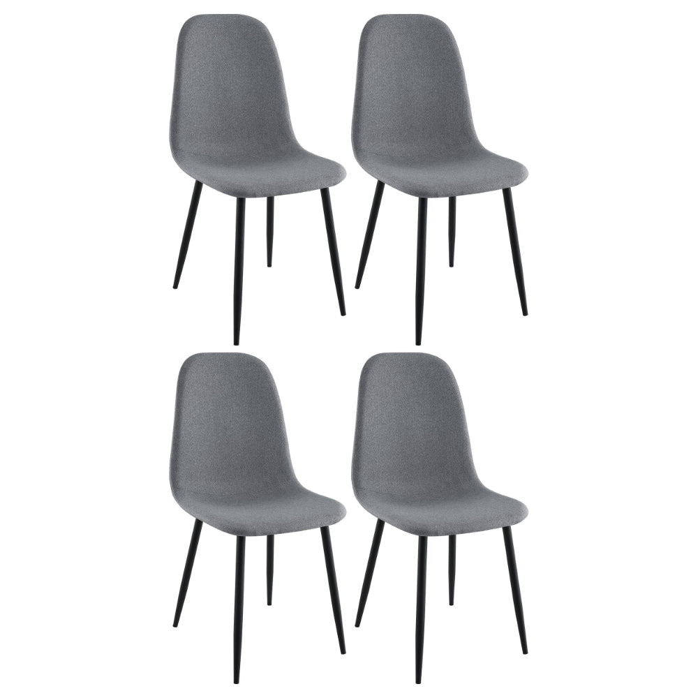Dinar Dining Chair Set of 4, Gray Fabric Bucket Seat, Black Metal Legs
