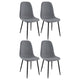 Dinar Dining Chair Set of 4, Gray Fabric Bucket Seat, Black Metal Legs