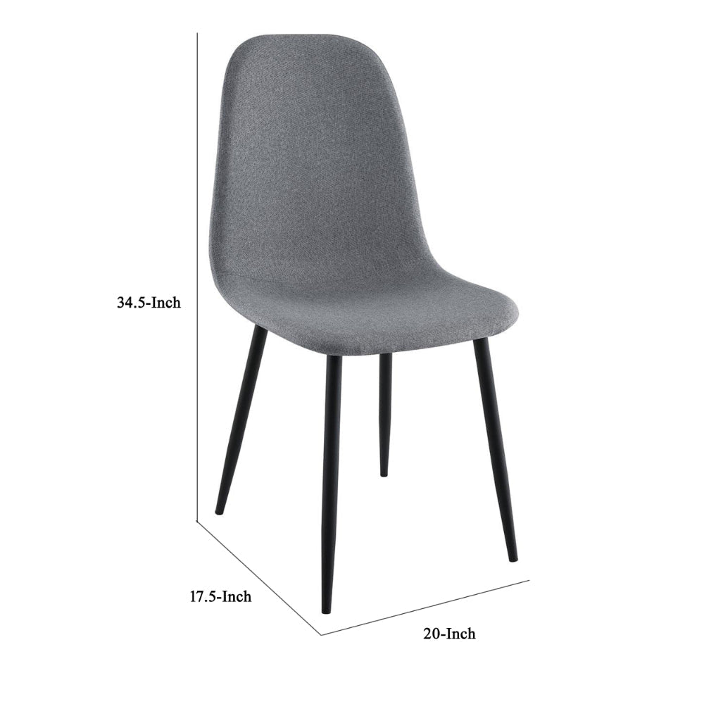 Dinar Dining Chair Set of 4 Gray Fabric Bucket Seat Black Metal Legs BM328749