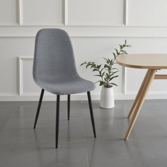 Dinar Dining Chair Set of 4, Gray Fabric Bucket Seat, Black Metal Legs