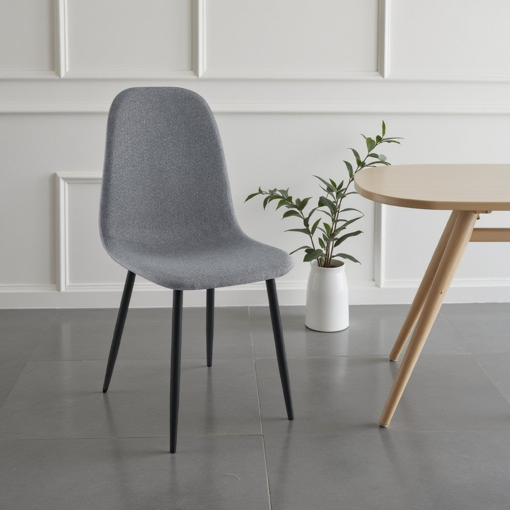 Dinar Dining Chair Set of 4, Gray Fabric Bucket Seat, Black Metal Legs