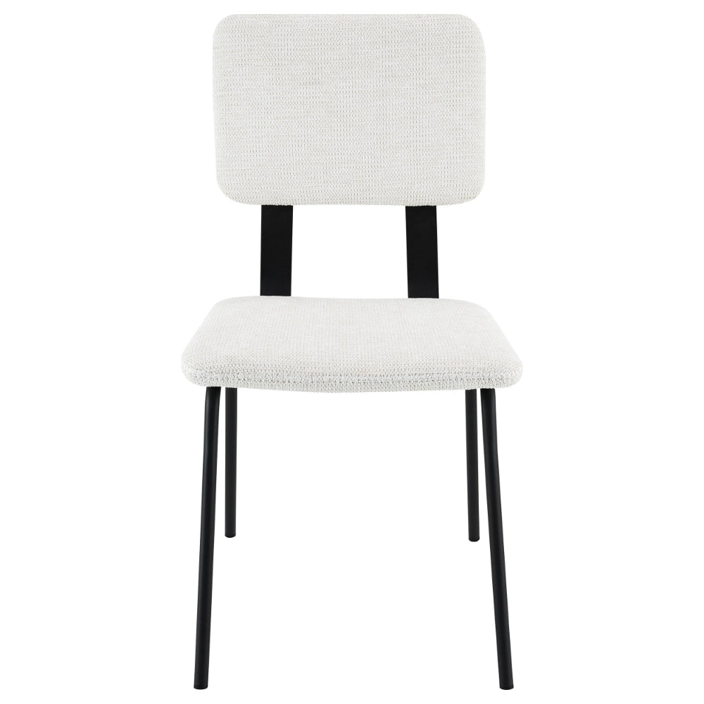 Kelli Dining Chair Set of 2 White Fabric Foam Cushions Black Metal BM328750