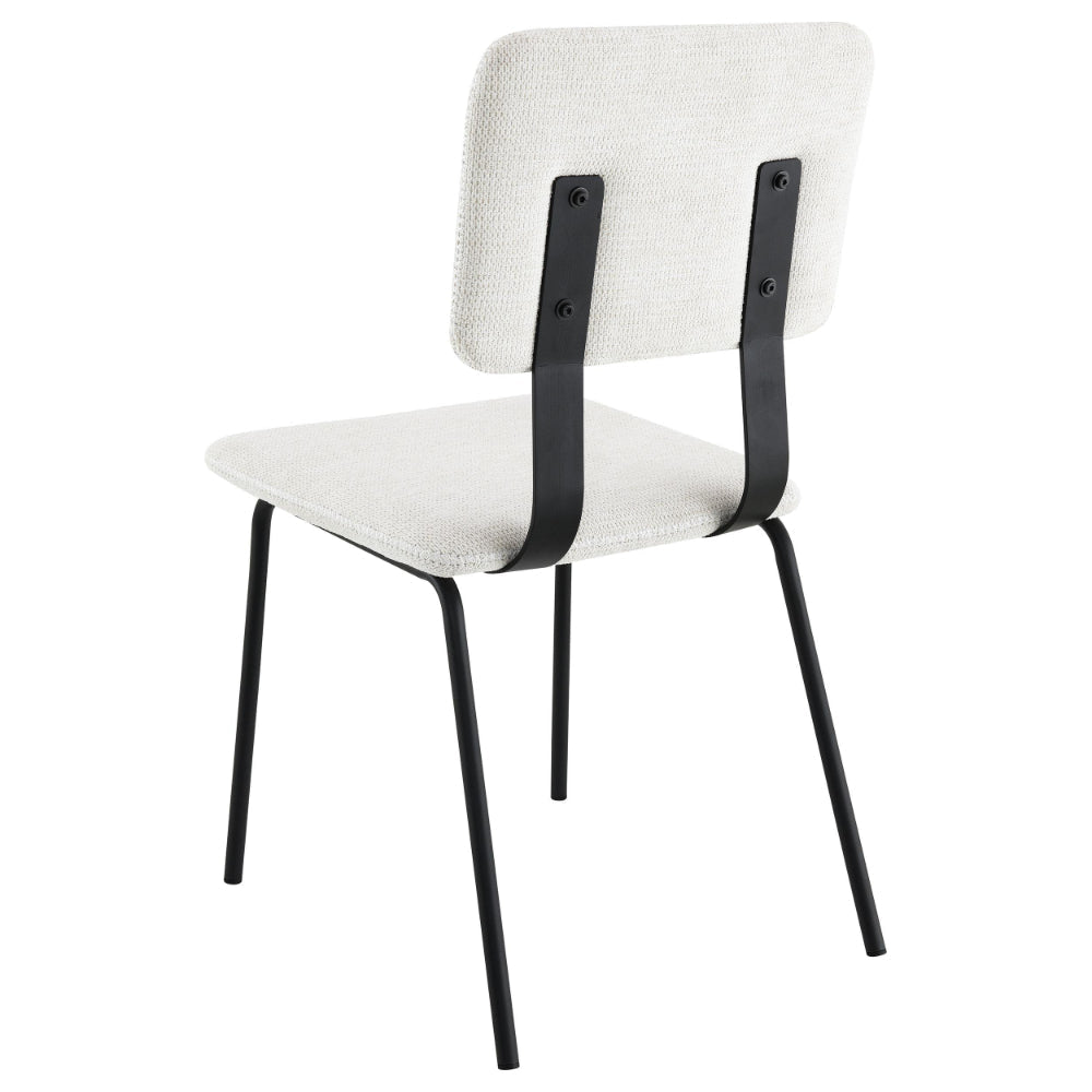 Kelli Dining Chair Set of 2 White Fabric Foam Cushions Black Metal BM328750