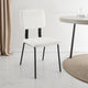Kelli Dining Chair Set of 2, White Fabric Foam Cushions, Black Metal