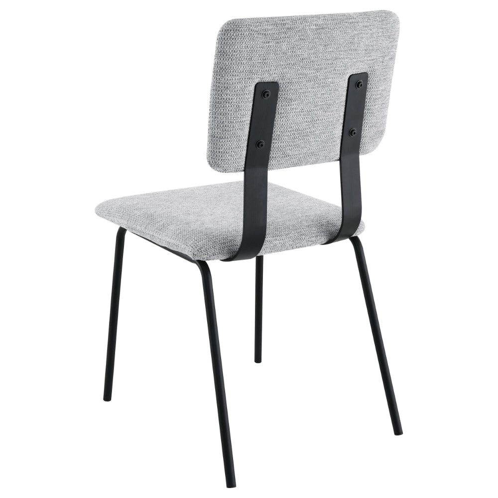 Kelli Dining Chair Set of 2 Gray Fabric Foam Cushions Black Metal BM328751