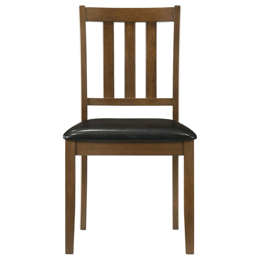 Panos 5pc Dining Table Set with 4 Chairs Brown Black Faux Leather BM328752