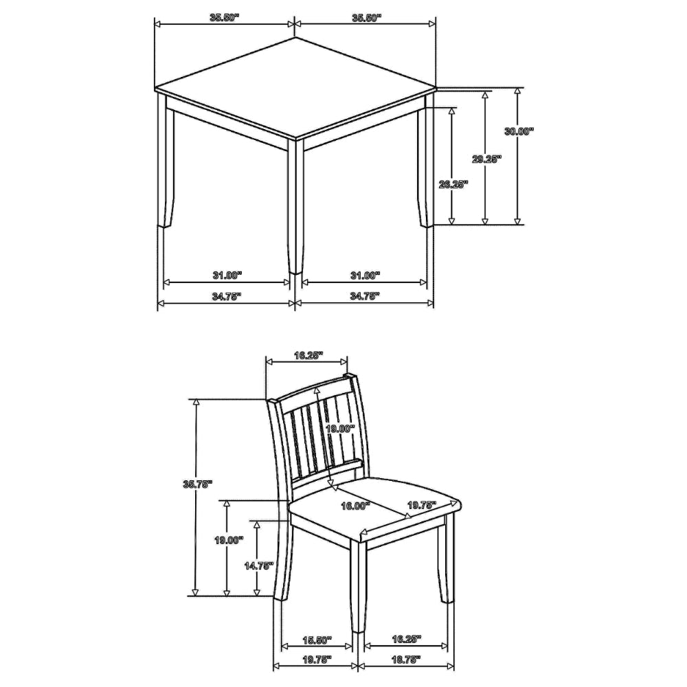Panos 5pc Dining Table Set with 4 Chairs Brown Black Faux Leather BM328752