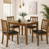 Panos 5pc Dining Table Set with 4 Chairs, Brown, Black Faux Leather