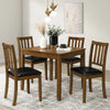 Panos 5pc Dining Table Set with 4 Chairs, Brown, Black Faux Leather